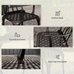 OUTSUNNY 3 PCs Garden Bistro Set Outdoor Garden Furniture Set w/ Umbrella Hole in Bronze - thumbnail 7
