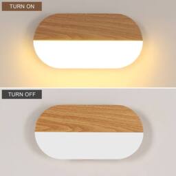 Pheashine Wood LED Wall Light, 7W 3000K Warm White, Minimalist Oval Fixture in Brown - thumbnail 4