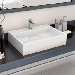 Berkfield Home Wash Basin 50x38x13 cm Mineral Cast/Marble Cast White - Size: 50 x 38 x 13 cm - thumbnail 2