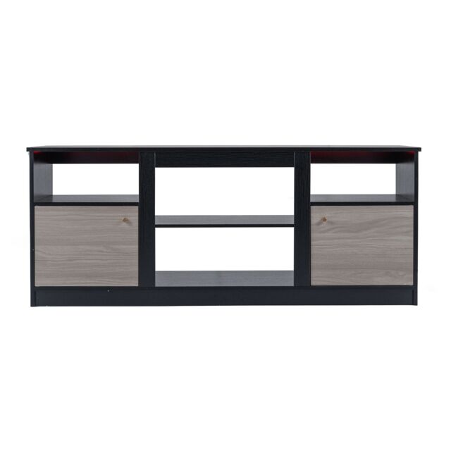"Costway Entertainment Center TV Stand w/ LED Lights for 65"" TVs in Black" - image 1
