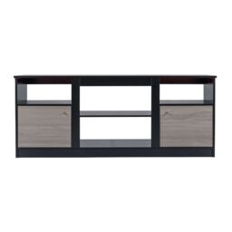"Costway Entertainment Center TV Stand w/ LED Lights for 65"" TVs in Black" - thumbnail 1