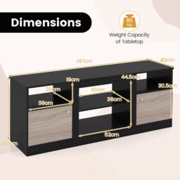 "Costway Entertainment Center TV Stand w/ LED Lights for 65"" TVs in Black" - thumbnail 5