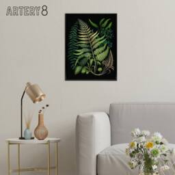 "Artery8 Elegant Fern Fronds Botanical Framed Canvas Wall Art Print in Green - Size: W12"" x H16""" - thumbnail 3