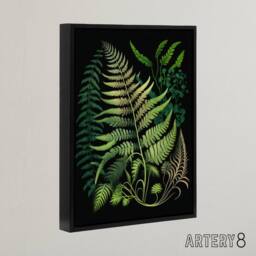 "Artery8 Elegant Fern Fronds Botanical Framed Canvas Wall Art Print in Green - Size: W12"" x H16""" - thumbnail 2