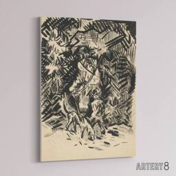 "Artery8 Hunter With Child & Hound Kubincan Canvas Wall Art Print in Black - Size: W18"" x H24""" - thumbnail 2