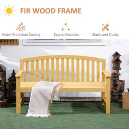 OUTSUNNY Wooden Garden Bench 2 Seater Slatted Seat with Arm for Park Patio Orange - thumbnail 6