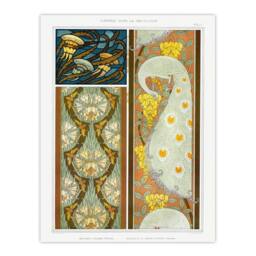Artery8 Maurice Pillard Verneuil Framed Wall Art Peacock Jellyfish Lily Nouveau Patterns in Brown - Size: A4 - thumbnail 3