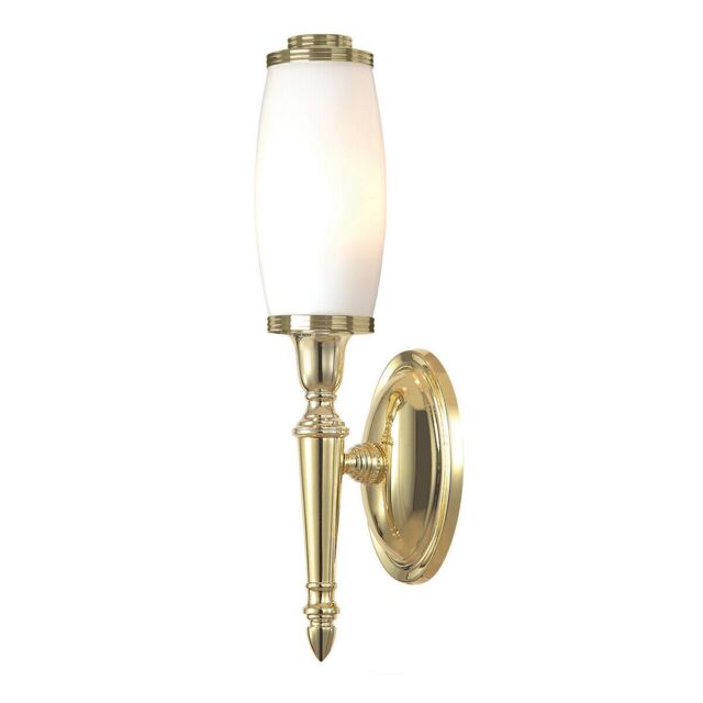 Loops IP44 Wall Light Enclosed Long Glass Shade LED Inc Polished Brass LED G9 3.5W in Clear