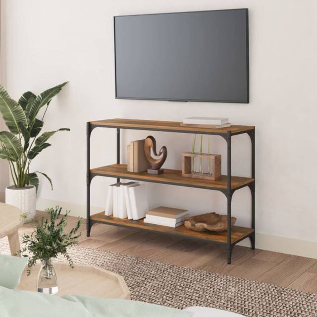 Berkfield Home Charming Book Cabinet Smoked Oak 100x33x70.5 cm Engineered Wood a in Brown