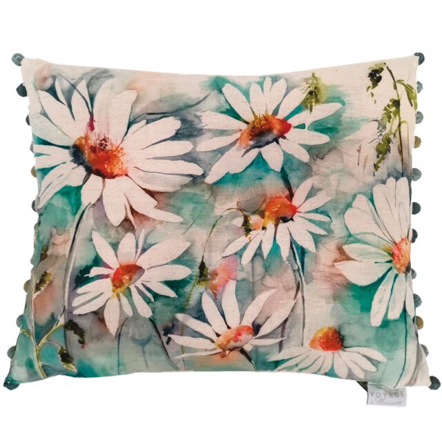 Voyage Maison Prairie Floral Pom-Pom Cushion in Blue - image 1