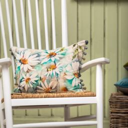 Voyage Maison Prairie Floral Pom-Pom Cushion in Blue - thumbnail 2