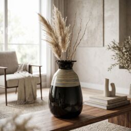 Orsina Bamboo Complements Black & Natural Vase - thumbnail 2