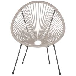 Wyld and Coco Papasan Garden Chair Light Grey PE Rattan with Steel Base - thumbnail 4