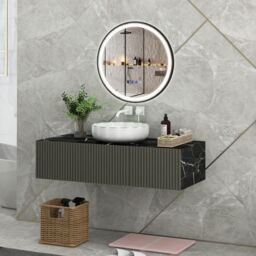 Costway 60 x 60 CM Lighted Bathroom Mirror High-Definition Shatter-Proof Mirror with 3 Color LED Light in Silver - thumbnail 3