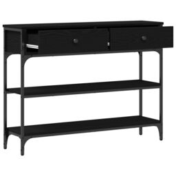 Berkfield Home Console Table Black Oak 100x25x75 cm Engineered Wood & Steel - Size: 100 x 25 x 75 cm - thumbnail 5
