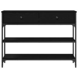 Berkfield Home Console Table Black Oak 100x25x75 cm Engineered Wood & Steel - Size: 100 x 25 x 75 cm - thumbnail 6