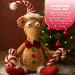 Marco Paul 48cm Christmas Gingerbread Rat Soft Plush Decoration in Brown - thumbnail 8