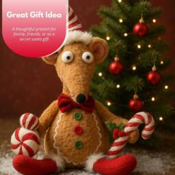 Marco Paul 48cm Christmas Gingerbread Rat Soft Plush Decoration in Brown - thumbnail 4