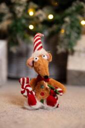 Marco Paul 48cm Christmas Gingerbread Rat Soft Plush Decoration in Brown