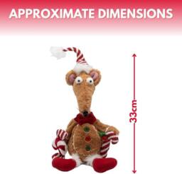 Marco Paul 48cm Christmas Gingerbread Rat Soft Plush Decoration in Brown - thumbnail 3