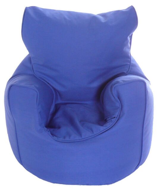 Bean Lazy Cotton Twill Royal Blue Bean Bag Arm Chair Toddler Size in Mid Blue - Size: Small - image 1
