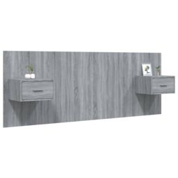 Berkfield Home Bed Headboard with Cabinets Grey Sonoma Engineered Wood - thumbnail 3