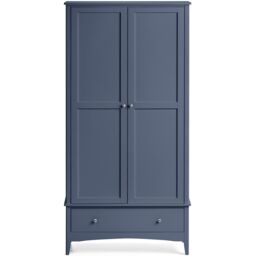 Christow Navy Double Wardrobe with Drawer 2 Door Bedroom Storage Furniture Cupboard - thumbnail 2