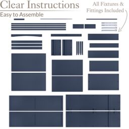 Christow Navy Double Wardrobe with Drawer 2 Door Bedroom Storage Furniture Cupboard - thumbnail 6