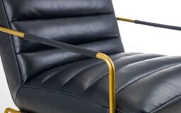 Ashfield Black Faux Leather Armchair with Gold Metal Frame - thumbnail 2