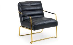 Ashfield Black Faux Leather Armchair with Gold Metal Frame