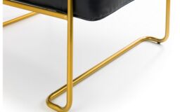 Ashfield Black Faux Leather Armchair with Gold Metal Frame - thumbnail 3