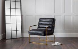Ashfield Black Faux Leather Armchair with Gold Metal Frame - thumbnail 5