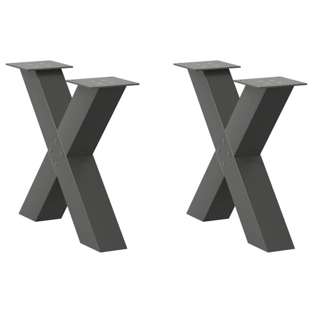 Berkfield Home Coffee Table Legs X-Shaped 2 pcs Anthracite 60x(42-43) cm Steel in Black - image 1