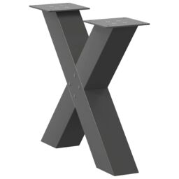 Berkfield Home Coffee Table Legs X-Shaped 2 pcs Anthracite 60x(42-43) cm Steel in Black - thumbnail 4