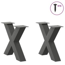 Berkfield Home Coffee Table Legs X-Shaped 2 pcs Anthracite 60x(42-43) cm Steel in Black - thumbnail 3