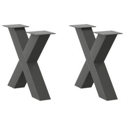 Berkfield Home Coffee Table Legs X-Shaped 2 pcs Anthracite 60x(42-43) cm Steel in Black - thumbnail 1