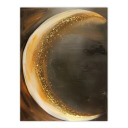 "Artery8 Crescent Moon Oil Painting Gold Sparkle Wall Art Print in Brown - Size: W12"" x H16""" - thumbnail 1