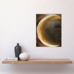 "Artery8 Crescent Moon Oil Painting Gold Sparkle Wall Art Print in Brown - Size: W12"" x H16""" - thumbnail 4