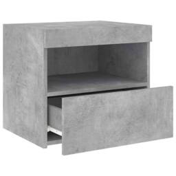 Berkfield Home Bedside Cabinet with LED Lights Concrete Grey 50x40x45 cm - Size: 50 x 40 x 45 cm - thumbnail 7
