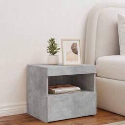 Berkfield Home Bedside Cabinet with LED Lights Concrete Grey 50x40x45 cm - Size: 50 x 40 x 45 cm - thumbnail 3