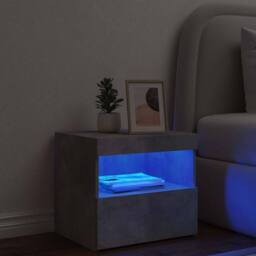 Berkfield Home Bedside Cabinet with LED Lights Concrete Grey 50x40x45 cm - Size: 50 x 40 x 45 cm - thumbnail 4