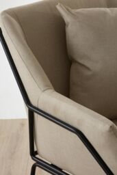 Orsina Stone Armchair, Easy-to-Clean Linen Accent Chair, Arm Support Comfy Armchair, Space-Saver Dining Armchair in Cream - thumbnail 5