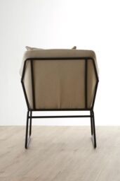 Orsina Stone Armchair, Easy-to-Clean Linen Accent Chair, Arm Support Comfy Armchair, Space-Saver Dining Armchair in Cream - thumbnail 4