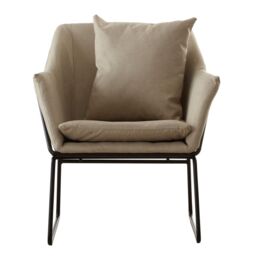 Orsina Stone Armchair, Easy-to-Clean Linen Accent Chair, Arm Support Comfy Armchair, Space-Saver Dining Armchair in Cream - thumbnail 7