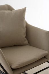 Orsina Stone Armchair, Easy-to-Clean Linen Accent Chair, Arm Support Comfy Armchair, Space-Saver Dining Armchair in Cream - thumbnail 6