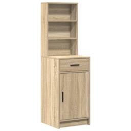 Berkfield Home 2 Piece Dressing Table Set with LED Sonoma Oak Engineered Wood in Brown - thumbnail 5
