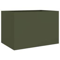 Berkfield Home Planter Olive Green 62x47x46 cm Steel - Size: 62 x 47 x 46 cm - thumbnail 3