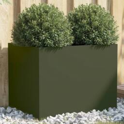 Berkfield Home Planter Olive Green 62x47x46 cm Steel - Size: 62 x 47 x 46 cm - thumbnail 2