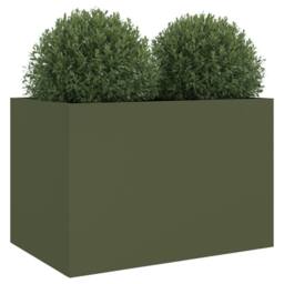 Berkfield Home Planter Olive Green 62x47x46 cm Steel - Size: 62 x 47 x 46 cm - thumbnail 4