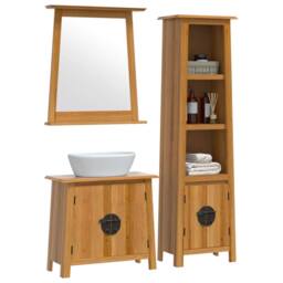 Berkfield Home Beautiful 3 Piece Bathroom Furniture Set Solid Wood Pine in Brown